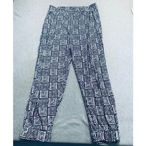 Uniti Tribal Geometric Pants Womens 3X White Black Stretch Elastic Waist Tapered